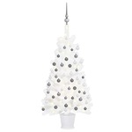 vidaXL Umjetno božićno drvce s LED svjetlima i kuglicama bijelo 90 cm