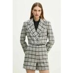 Sako Bruuns Bazaar DoxaBBNanyas short blazer boja: siva, dvoredno zakopčavanje, s uzorkom, BBW4175