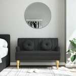 vidaXL Klupa s jastucima crna 113 x 64,5 x 75,5 cm od tkanine