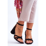 Boto Classic Suede Heel Sandals Black Bernett crna