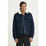Jakna od samta Pepe Jeans THRIS boja: tamno plava, za prijelazno razdoblje, PM403035