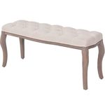 vidaXL Klupa od Tkanine i Masivnog Drva 110x38x48 cm Krem Bijela