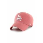 Pamučna kapa sa šiltom 47brand MLB Los Angeles Dodgers boja: ružičasta, s aplikacijom - roza. Kapa sa šiltom u stilu baseball iz kolekcije 47brand. Model izrađen od tkanine s aplikacijom.