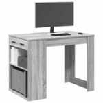 vidaXL Radni stol s ladicom i policom siva sonoma 102x62x77,5 cm