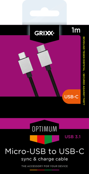 GRIXX OPTIMUM USB - MICRO USB High speed data and charger cable Nylon m Mobile