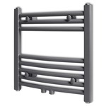 vidaXL Kupaonski radijator za ručnike s prečkama zaobljeni sivi 480 x 480 mm