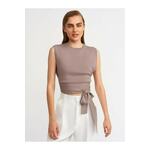 Dilvin 1100 Low-cut Back Knitwear Blouse-mink smeđa, tamnocrvena