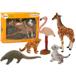 Set of Animals Figurines Giraffe Flamingo Elephant Tiger