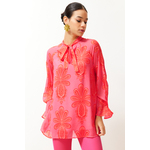 Trendyol Pink Lined Chiffon Patterned Woven Tunic roze