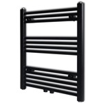 vidaXL Kupaonski radijator za ručnike s prečkama ravni crni 600 x 764 mm