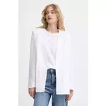 Sako s dodatkom lana Blugirl Blumarine boja: bijela, bez zakopčavanja, bez uzorka, RA5158.T8823