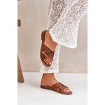 Leather Women's Slippers Lewski Shoes tamnocrvena