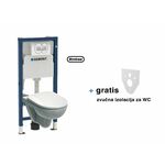 Ugradbeni vodokotlić, tipka i WC viseći ovalni s sjedalom GEBERIT Delta 20 Selnova Rimfree softclose set