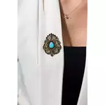 Brooch XZ459-109 gold + blue siva