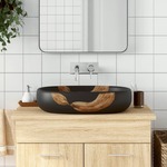 vidaXL Nadgradni umivaonik crni ovalni 59x40x14 cm keramički