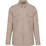 MENS LONG-SLEEVED SAFARI SHIRT - Beige,2XL