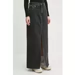 Traper suknja Tommy Jeans boja: crna, midi, ravna, DW0DW20554