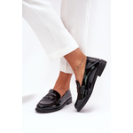 Elegant Patent Leather Women's Moccasins Made Of Natural Leather Vinceza crna