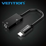 ADAPTER TIP C NA AUDIO 3.5 mm ŽENSKI i TIP C NAPAJANJE VENTION 0.1 m BGGBA CRNI