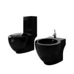Keramički set - samostojeća WC školjka i bide, Crni