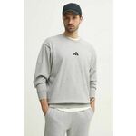Dukserica adidas Feelcozy za muškarce, boja: siva, melanž, JE3828