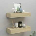 vidaXL Zidne police s ladicama 2 kom boja hrasta 60 x 23,5 x 10 cm MDF