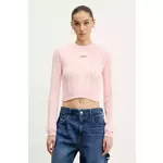 Pamučni pulover Tommy Jeans boja: ružičasta, DW0DW20256