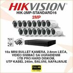 HIKVISION FULL HD SET ZA VIDEO NADZOR SA 16 KAMERA HIK-2MP-STANDARD16