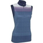 Callaway Women Zip Mock Gradient Printed Geo Polo Peacoat XS