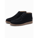 Ombre Men's suede ankle boots with thick sole - navy blue crna