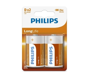 Philips R20L2B/10 - 2 kom Cink-kloridna baterija D LONGLIFE 1