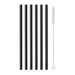 Set od 6 crnih staklenih slamki Vialli Design, dužina 20 cm