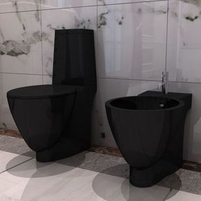 VidaXL Keramički set - samostojeća WC školjka i bide