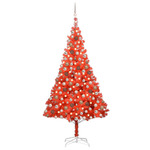 vidaXL Umjetno božićno drvce LED s kuglicama crveno 210 cm PVC