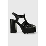 Kožne sandale Tommy Jeans TJW HEEL FISHERMAN SANDAL boja: crna, EN0EN02458