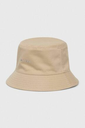 Dvostrani pamučni šešir Calvin Klein boja: bež