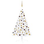 vidaXL Umjetna polovica božićnog drvca LED s kuglicama bijela 120 cm