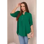Blouse with a longer back green zelena