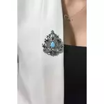 Brooch XZ459-191 silver + blue siva