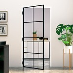 vidaXL Sobna vrata crna 93 x 201,5 cm kaljeno staklo i aluminij tanka