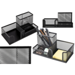 Metalni stolni organizator s 3 pretinca, crni