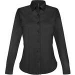 LADIES LONG-SLEEVED STRETCH SHIRT - Black,L