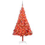 vidaXL Umjetno božićno drvce LED s kuglicama crveno 240 cm PVC