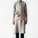 Bež lanena pregača Linen Tales Chef, duljina 100 cm