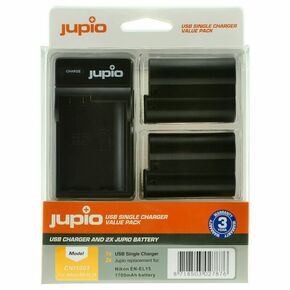 Jupio KIT 2x Battery EN-EL15 1700mAh + USB Single Charger komplet punjač i dvije baterije za Nikon D750