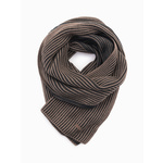 Ombre Men's knitted scarf with two-tone stripes - brown and black siva