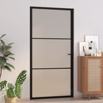 vidaXL Unutarnja vrata 102,5 x 201,5 cm crna od mat stakla i aluminija