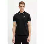 Pamučna polo majica BOSS Green za muškarce, boja: crna, s aplikacijom, 50538185