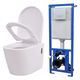 vidaXL Zidna toaletna školjka s ugradbenim vodokotlićem keramička bijela (244270+142249)