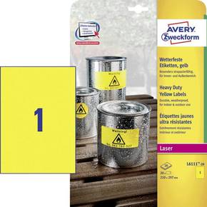Avery-Zweckform L6111-20 etikete 210 x 297 mm poliester film žuta 20 St. trajno univerzalne naljepnice